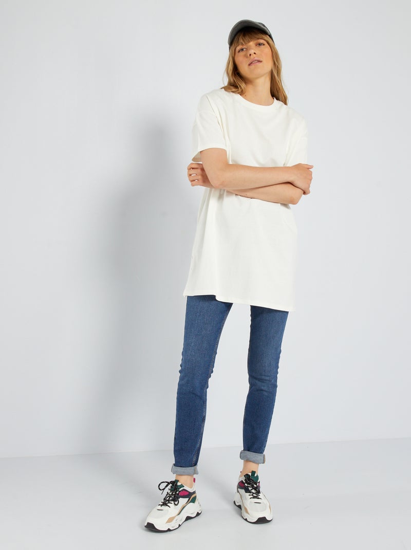 Effen T-shirt met korte mouw WIT - Kiabi