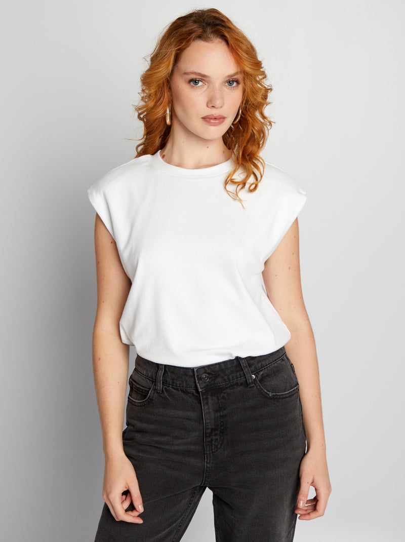 Effen T-shirt met korte mouw WIT - Kiabi