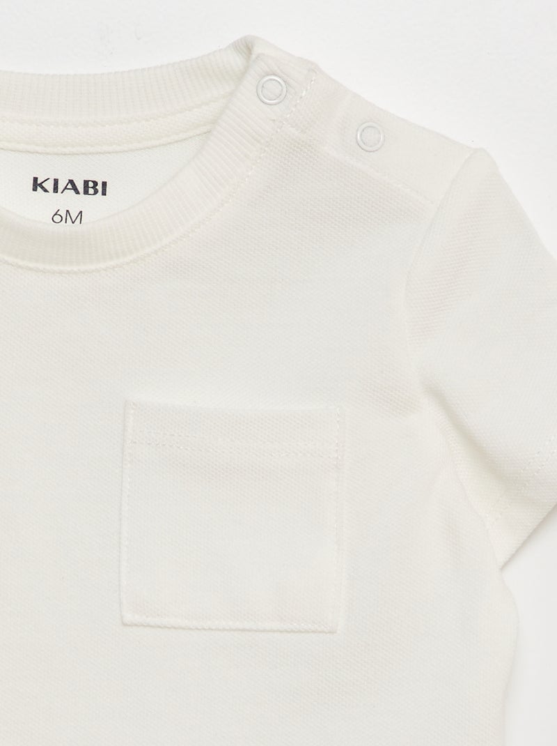 Effen T-shirt met korte mouw WIT - Kiabi