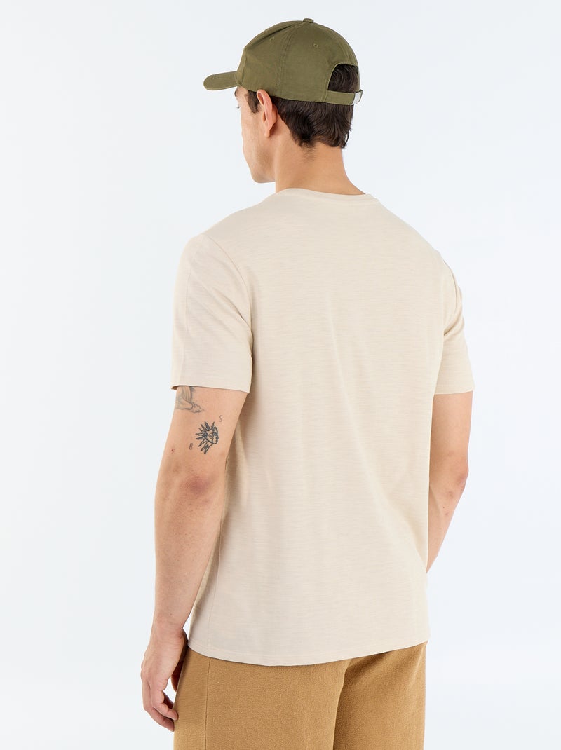 Effen T-shirt met korte mouwen Biege - Kiabi