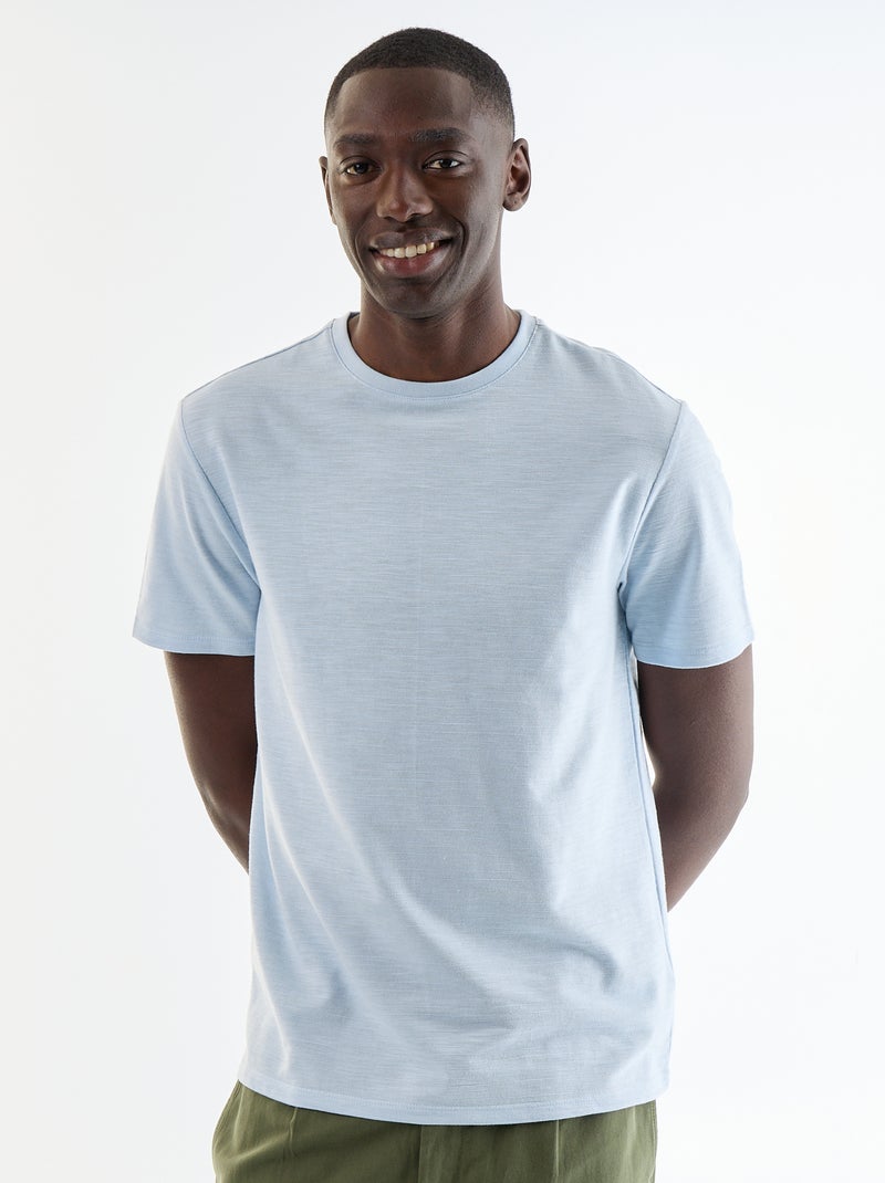 Effen T-shirt met korte mouwen Blauw - Kiabi