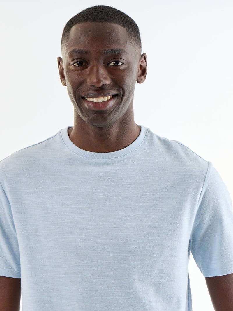 Effen T-shirt met korte mouwen Blauw - Kiabi