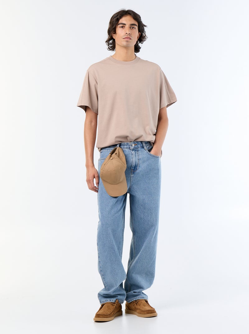 Effen T-shirt met korte mouwen, comfort fit/oversized Biege - Kiabi