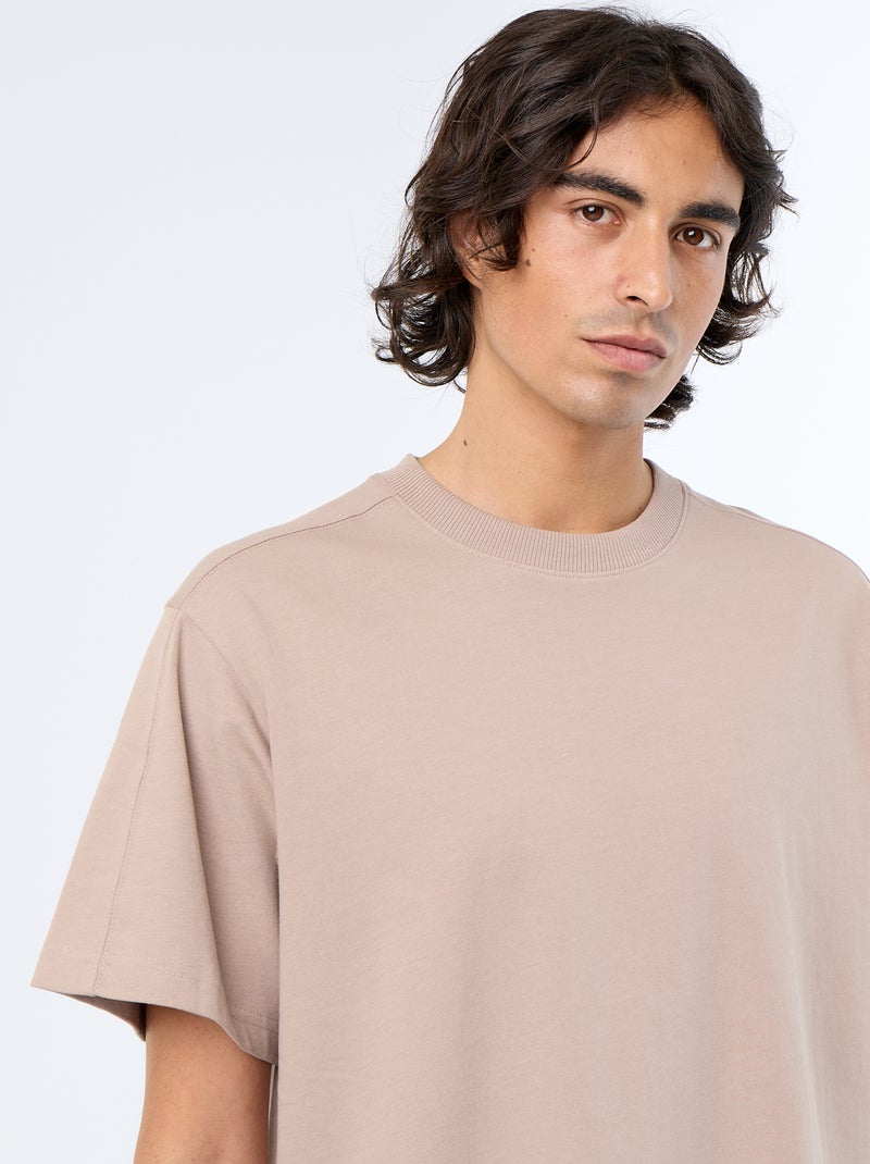 Effen T-shirt met korte mouwen, comfort fit/oversized Biege - Kiabi