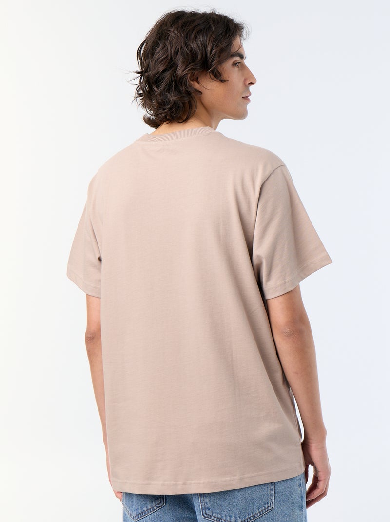 Effen T-shirt met korte mouwen, comfort fit/oversized Biege - Kiabi