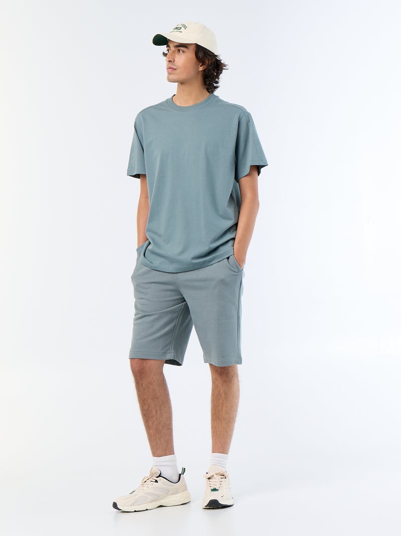 Effen T-shirt met korte mouwen, comfort fit/oversized Blauw - Kiabi
