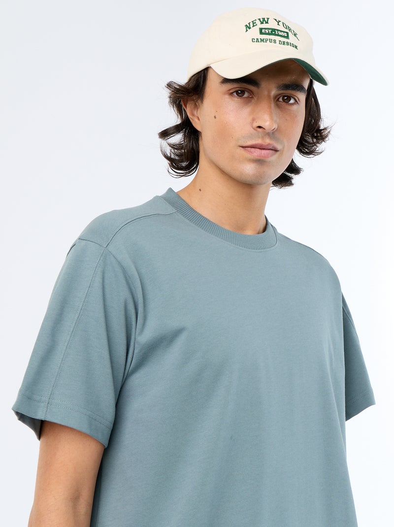 Effen T-shirt met korte mouwen, comfort fit/oversized Blauw - Kiabi