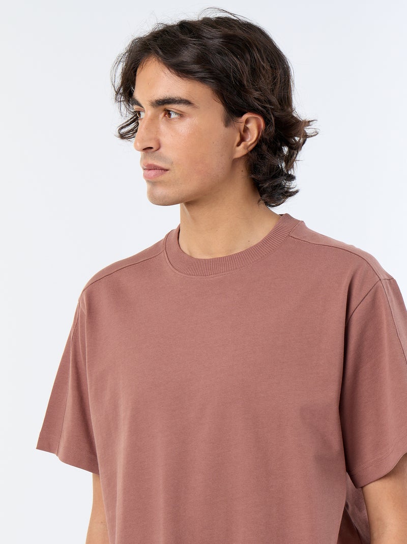 Effen T-shirt met korte mouwen, comfort fit/oversized Bruin - Kiabi