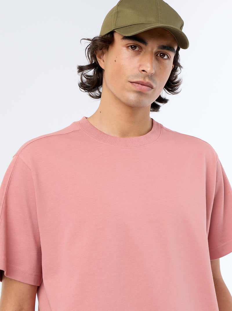Effen T-shirt met korte mouwen, comfort fit/oversized Rose - Kiabi