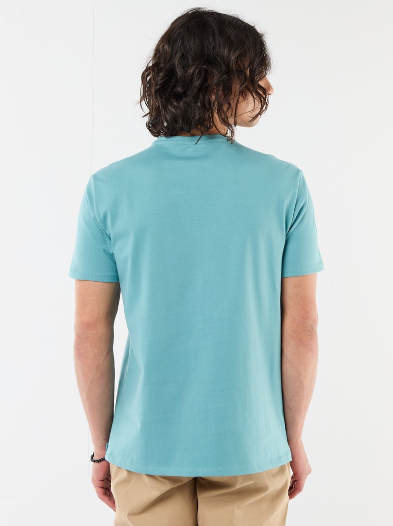 Effen T-shirt met korte mouwen en borduursel Blauw - Kiabi