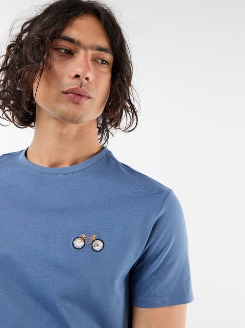 Effen T-shirt met korte mouwen en borduursel - Kiabi