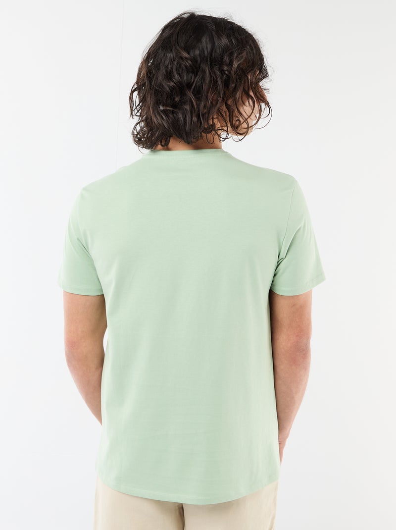 Effen T-shirt met korte mouwen en borduursel Groen - Kiabi