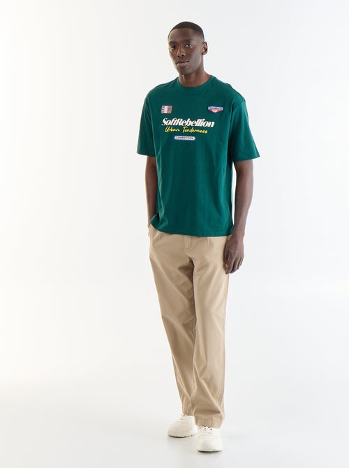Effen T-shirt met korte mouwen en opgenaaide patches - Kiabi