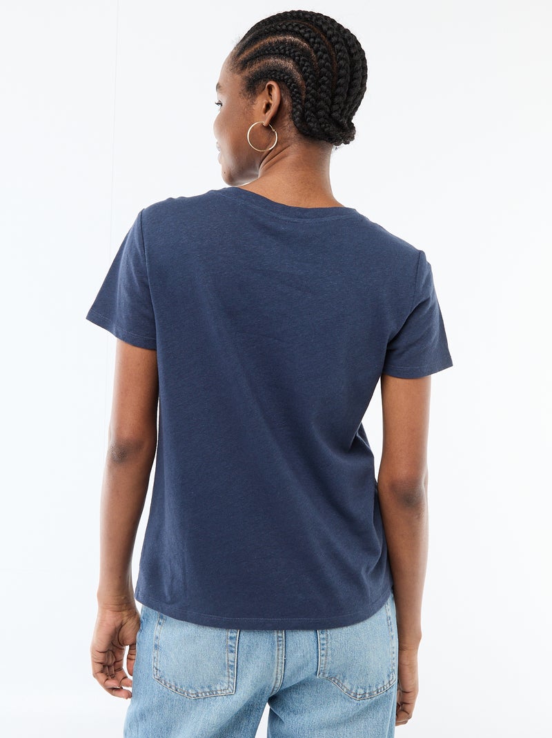 Effen T-shirt met korte mouwen en ronde hals Blauw - Kiabi