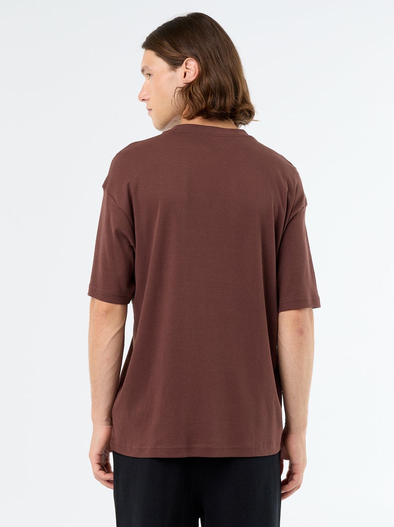 Effen T-shirt met korte mouwen en ronde hals Bruin - Kiabi