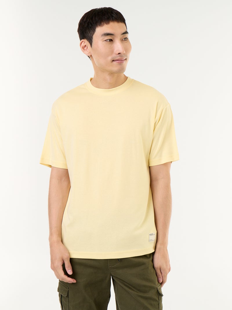 Effen T-shirt met korte mouwen en ronde hals Geel - Kiabi