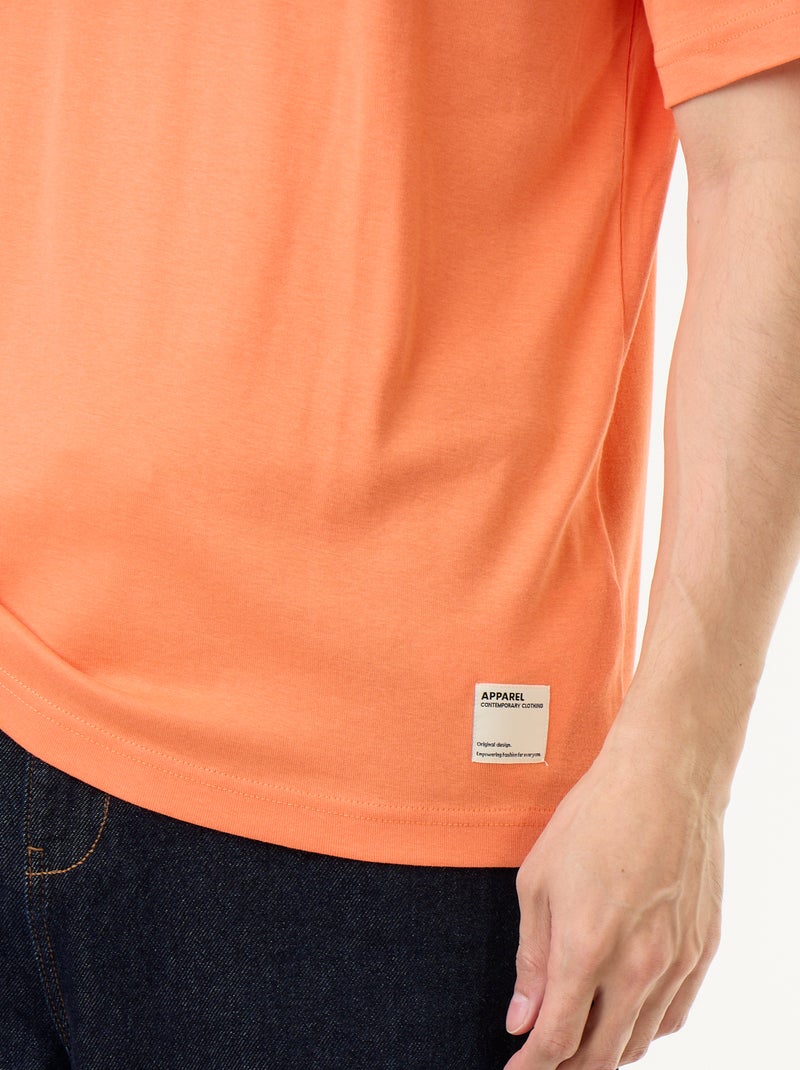 Effen T-shirt met korte mouwen en ronde hals Oranje - Kiabi