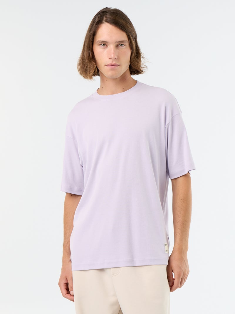 Effen T-shirt met korte mouwen en ronde hals Rose - Kiabi
