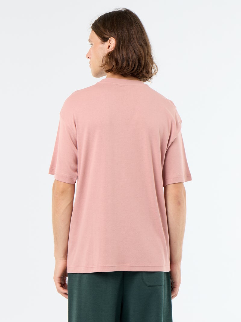 Effen T-shirt met korte mouwen en ronde hals Rose - Kiabi