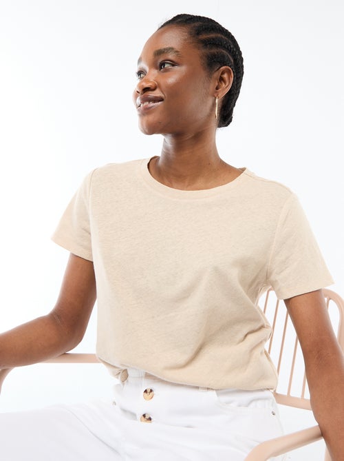 Effen T-shirt met korte mouwen en ronde hals - Kiabi