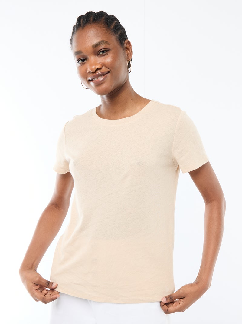 Effen T-shirt met korte mouwen en ronde hals Wit - Kiabi