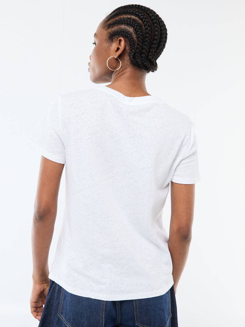 Effen T-shirt met korte mouwen en ronde hals Wit - Kiabi