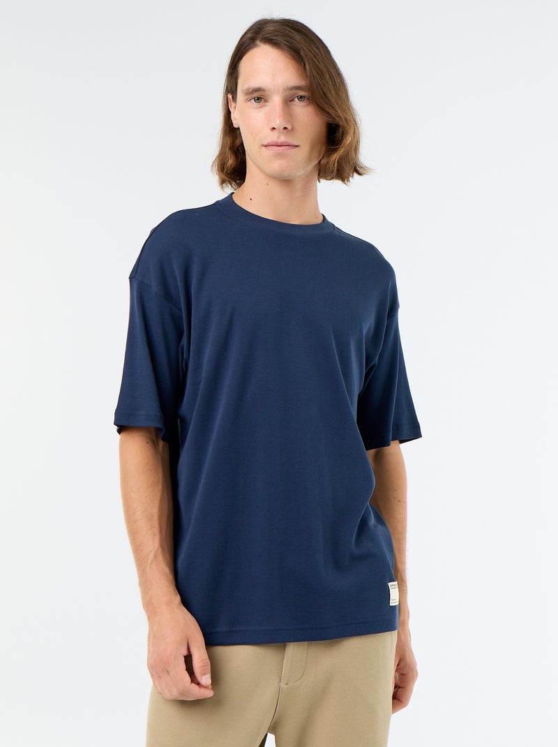 Effen T-shirt met korte mouwen en ronde hals Zwart - Kiabi