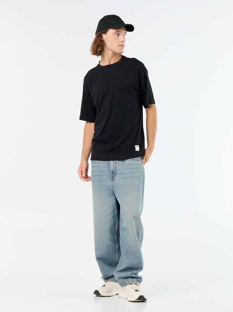 Effen T-shirt met korte mouwen en ronde hals Zwart - Kiabi