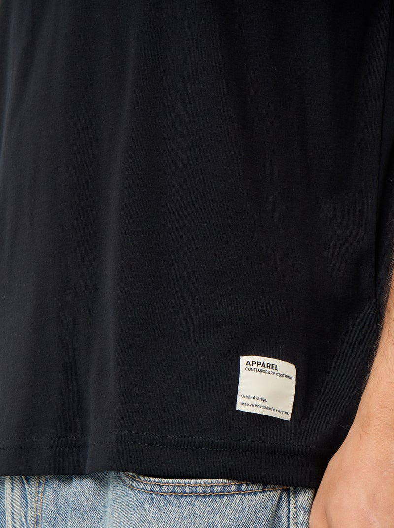 Effen T-shirt met korte mouwen en ronde hals Zwart - Kiabi