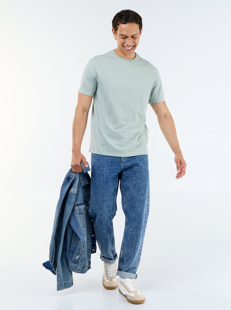 Effen T-shirt met korte mouwen Groen - Kiabi