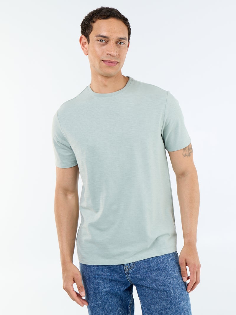 Effen T-shirt met korte mouwen Groen - Kiabi