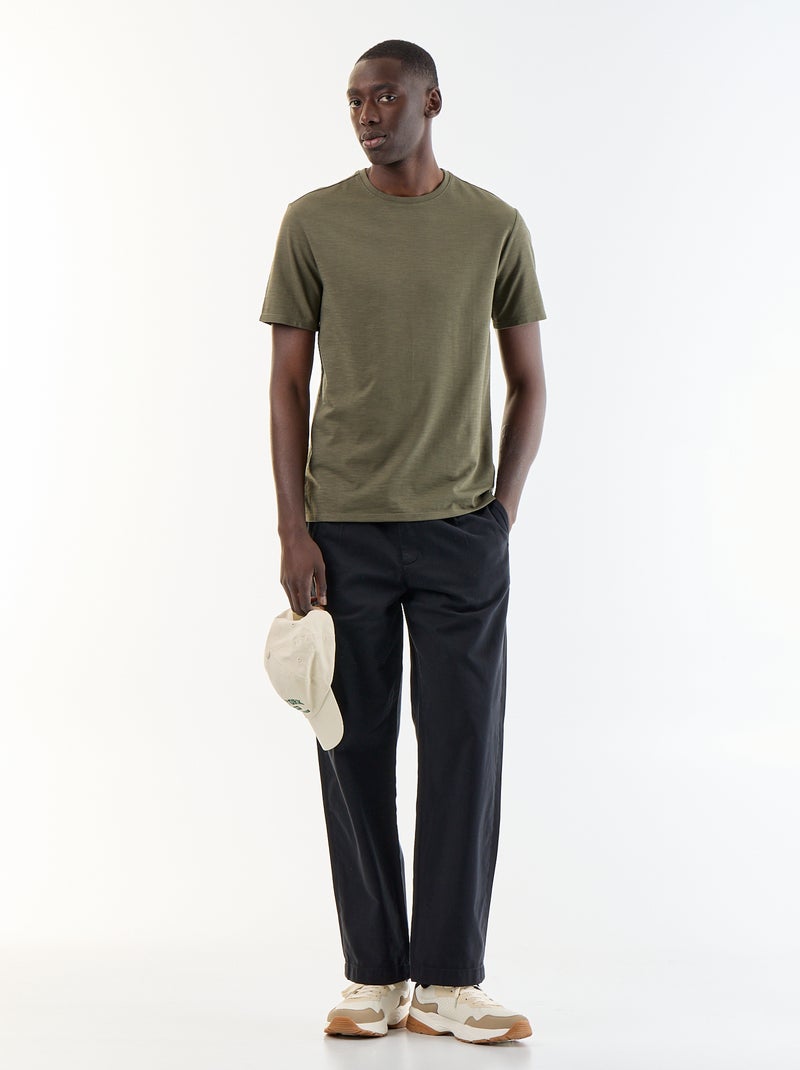 Effen T-shirt met korte mouwen Kaki - Kiabi