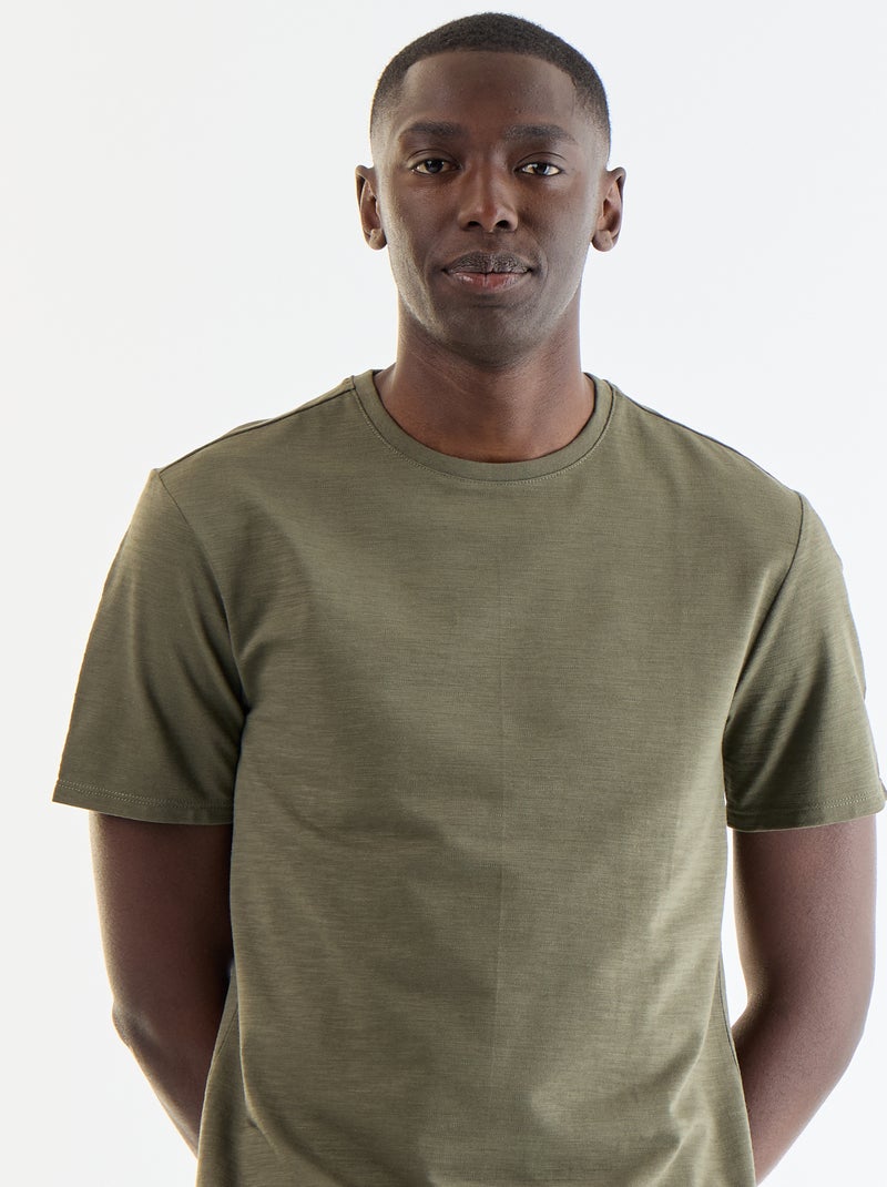 Effen T-shirt met korte mouwen Kaki - Kiabi