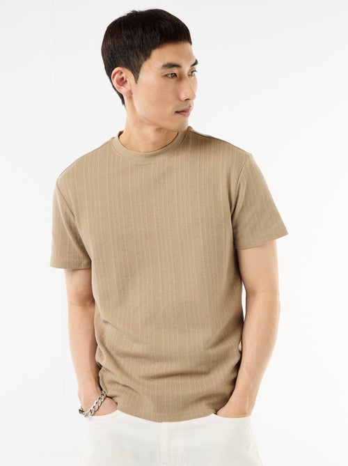 Effen T-shirt met korte mouwen van fantasietricot - Kiabi