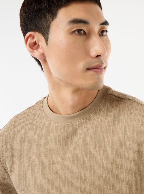 Effen T-shirt met korte mouwen van fantasietricot - Kiabi