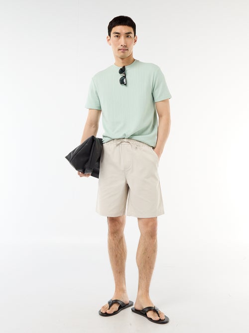 Effen T-shirt met korte mouwen van fantasietricot - Kiabi