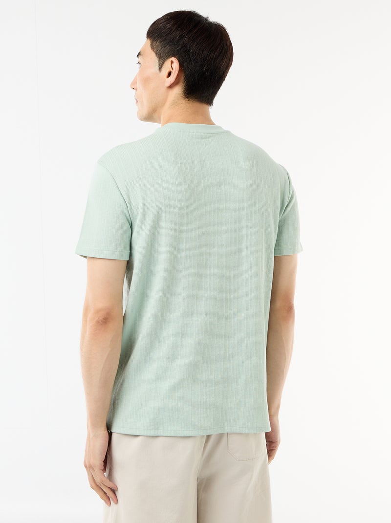 Effen T-shirt met korte mouwen van fantasietricot Blauw - Kiabi