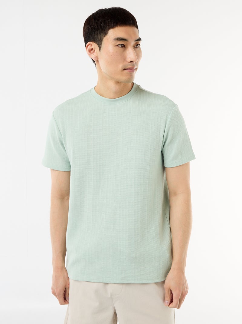 Effen T-shirt met korte mouwen van fantasietricot Blauw - Kiabi