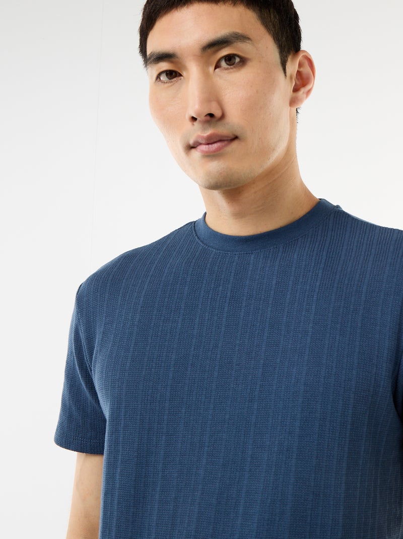 Effen T-shirt met korte mouwen van fantasietricot Blauw - Kiabi