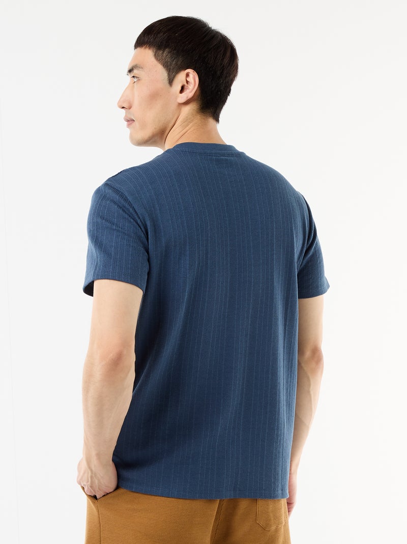 Effen T-shirt met korte mouwen van fantasietricot Blauw - Kiabi
