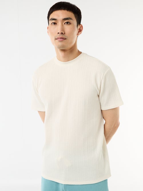 Effen T-shirt met korte mouwen van fantasietricot - Kiabi