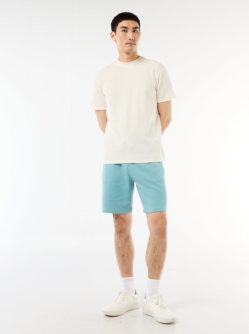 Effen T-shirt met korte mouwen van fantasietricot Wit - Kiabi