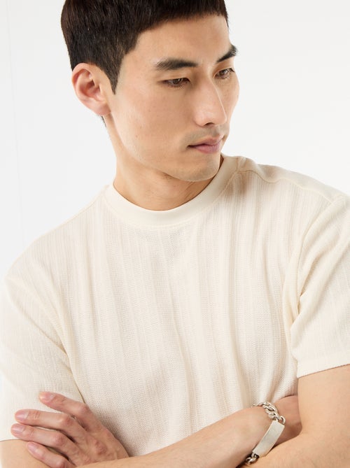 Effen T-shirt met korte mouwen van fantasietricot - Kiabi