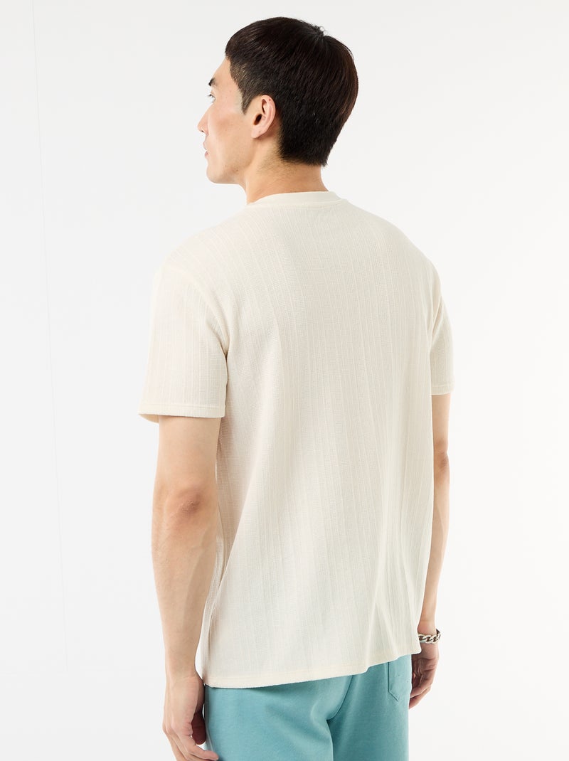 Effen T-shirt met korte mouwen van fantasietricot Wit - Kiabi