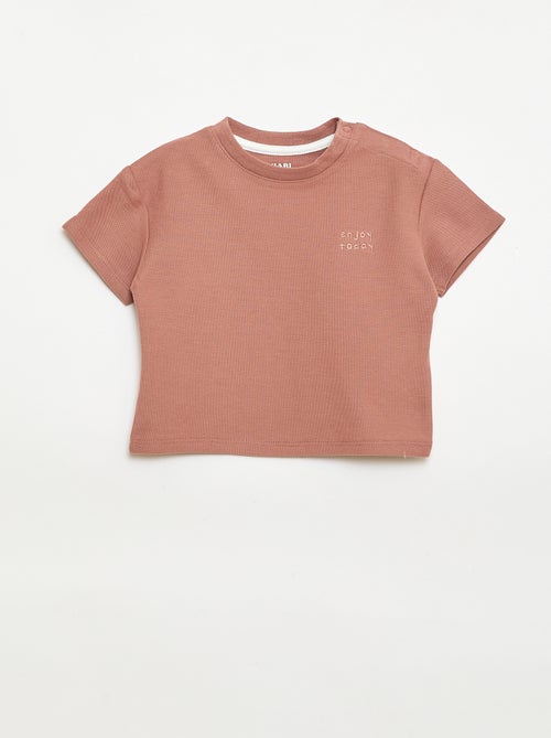 Effen T-shirt met korte mouwen van katoen - Kiabi