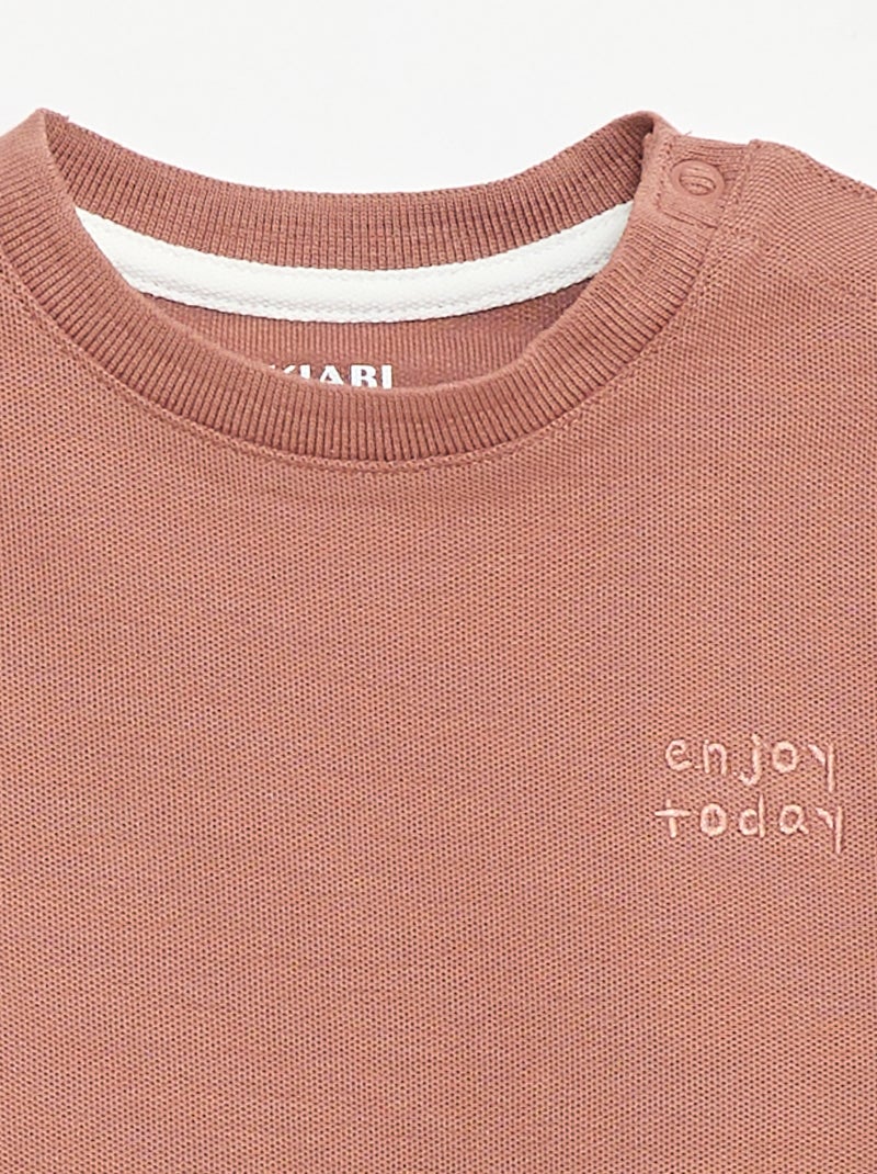 Effen T-shirt met korte mouwen van katoen Bruin - Kiabi