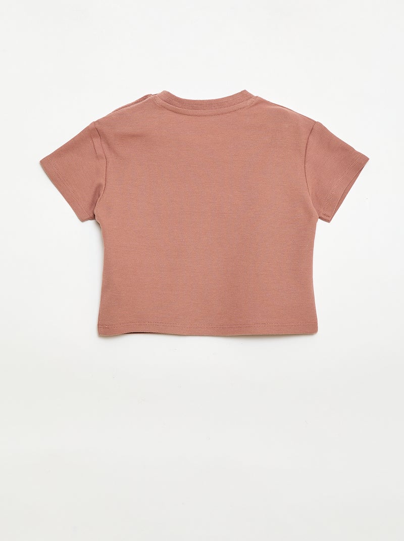 Effen T-shirt met korte mouwen van katoen Bruin - Kiabi