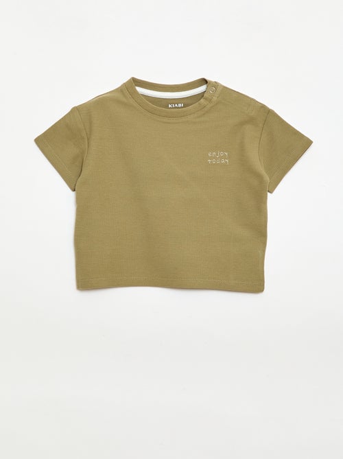 Effen T-shirt met korte mouwen van katoen - Kiabi