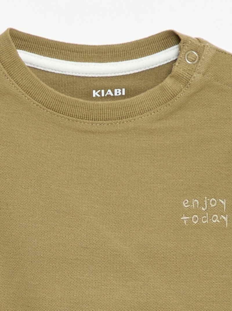 Effen T-shirt met korte mouwen van katoen Groen - Kiabi
