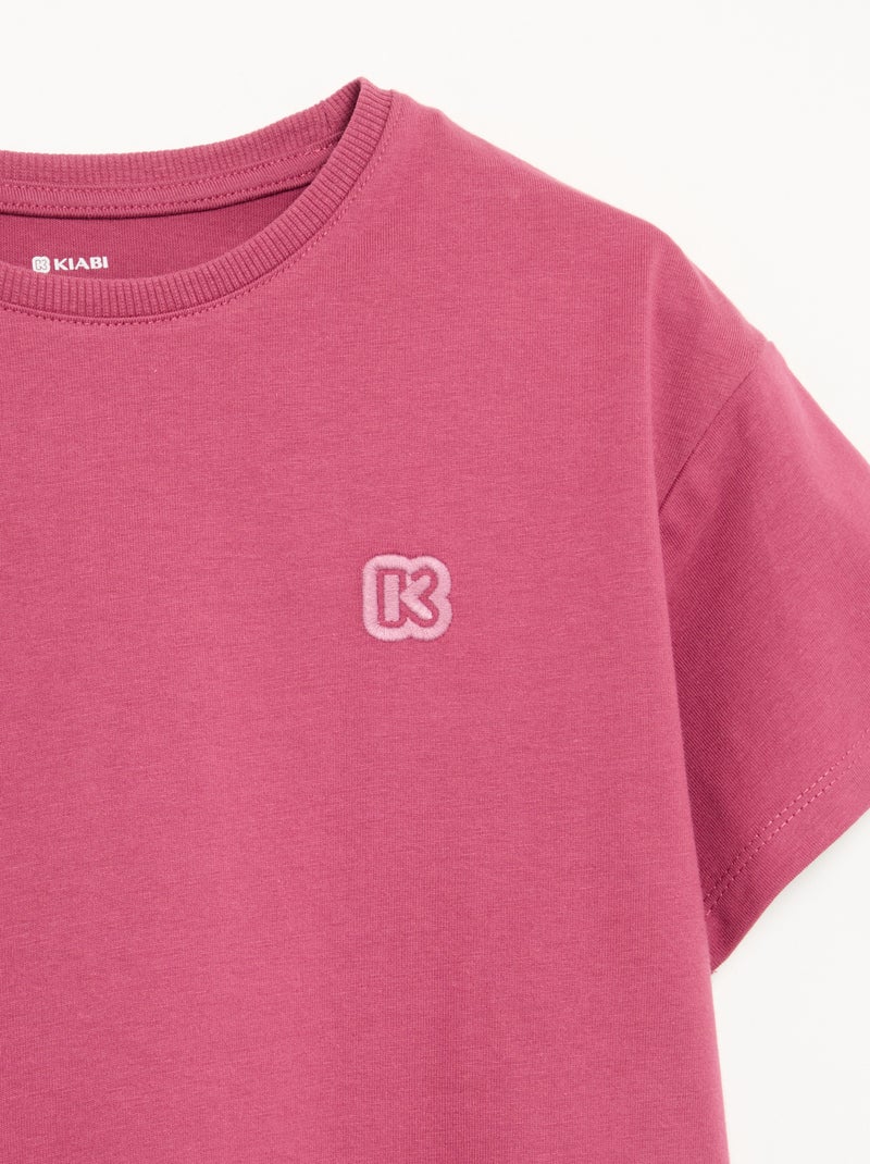 Effen T-shirt met korte mouwen voor kinderen - Kiabi Rose - Kiabi